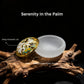 Frosted_White Decorative incense holder with floral design with alloy enamel lid on a dark background