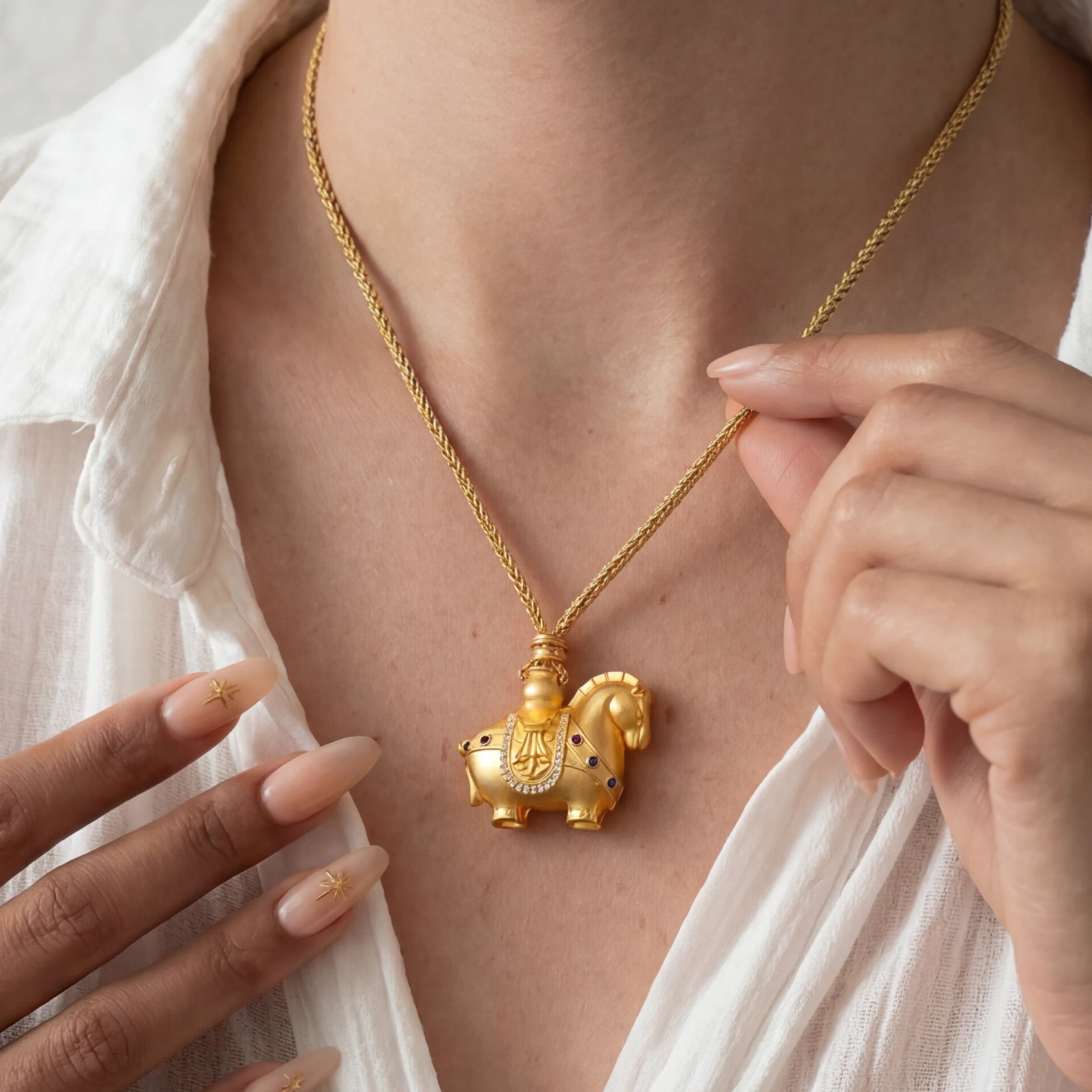 Wealth Attraction – Golden Zodiac Horse Fortune Necklace