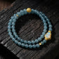 Harmony & Wealth – Blue Ice Jade Gourd Double Wrap Bracelet