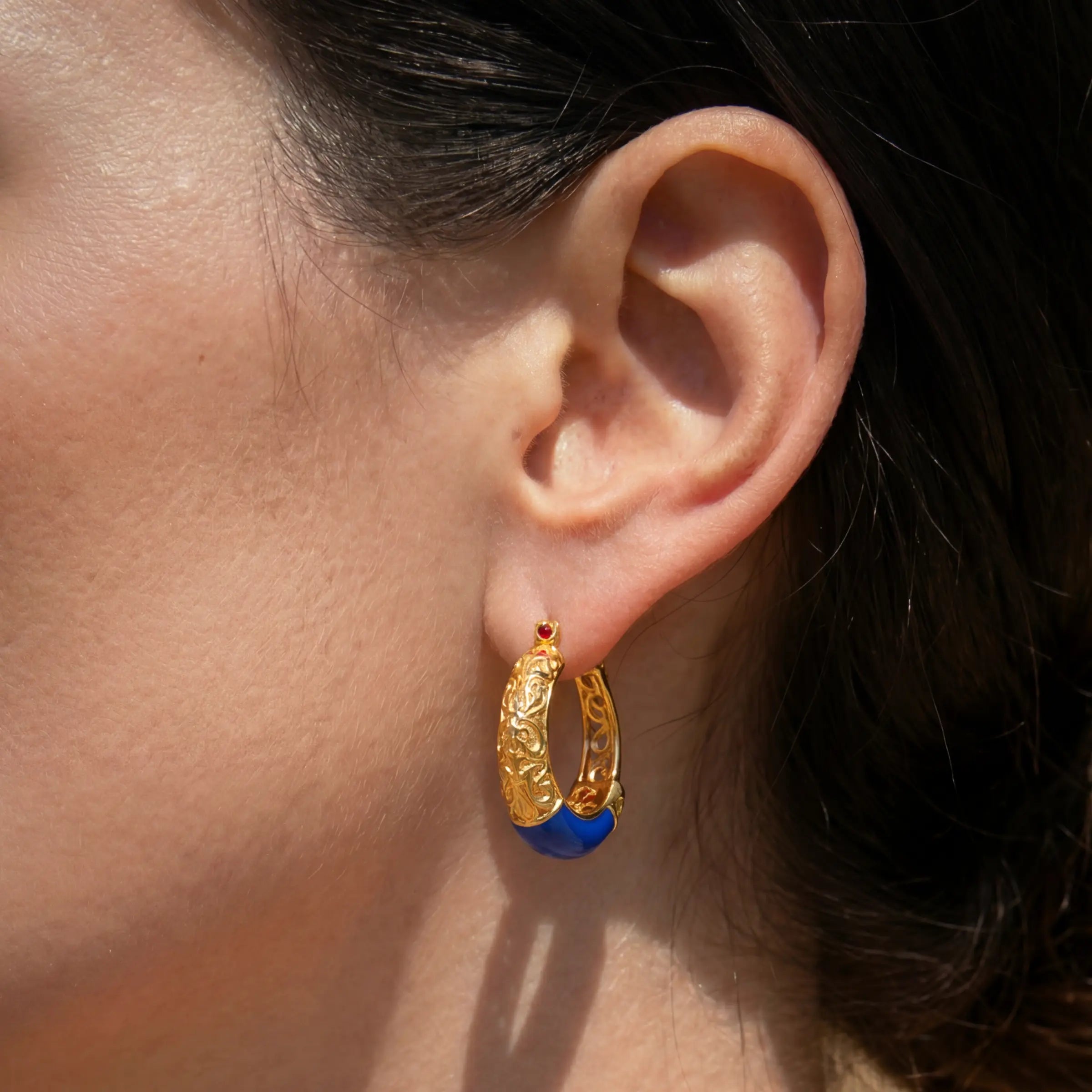 Wisdom & Serenity – Lapis Lazuli Vintage Hoop Earrings