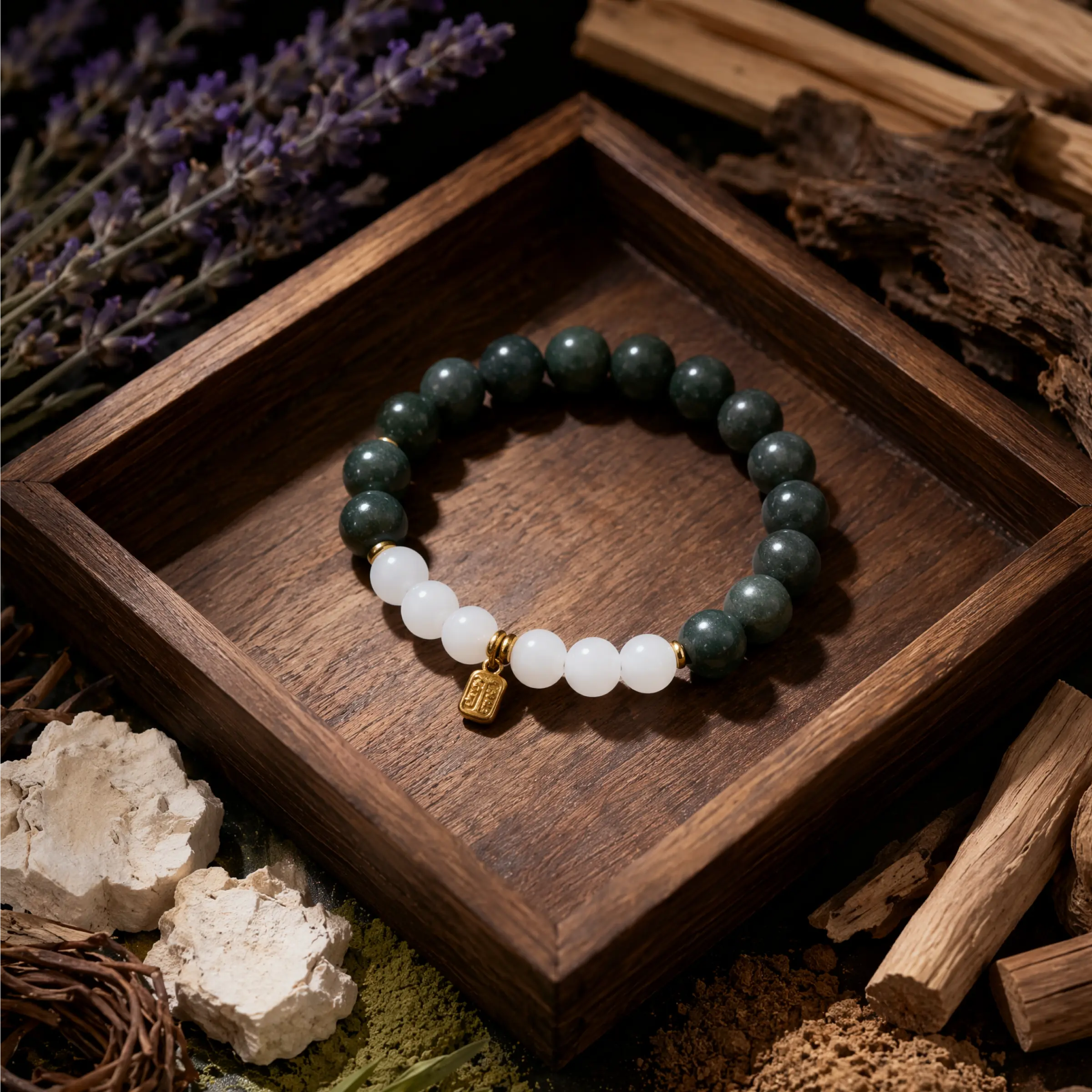Peaceful Mind – Lavender & Sandalwood Herbal Incense Bead Bracelet