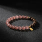 Love & Blessing – Strawberry Quartz & Golden Silk Sandalwood Bracelet