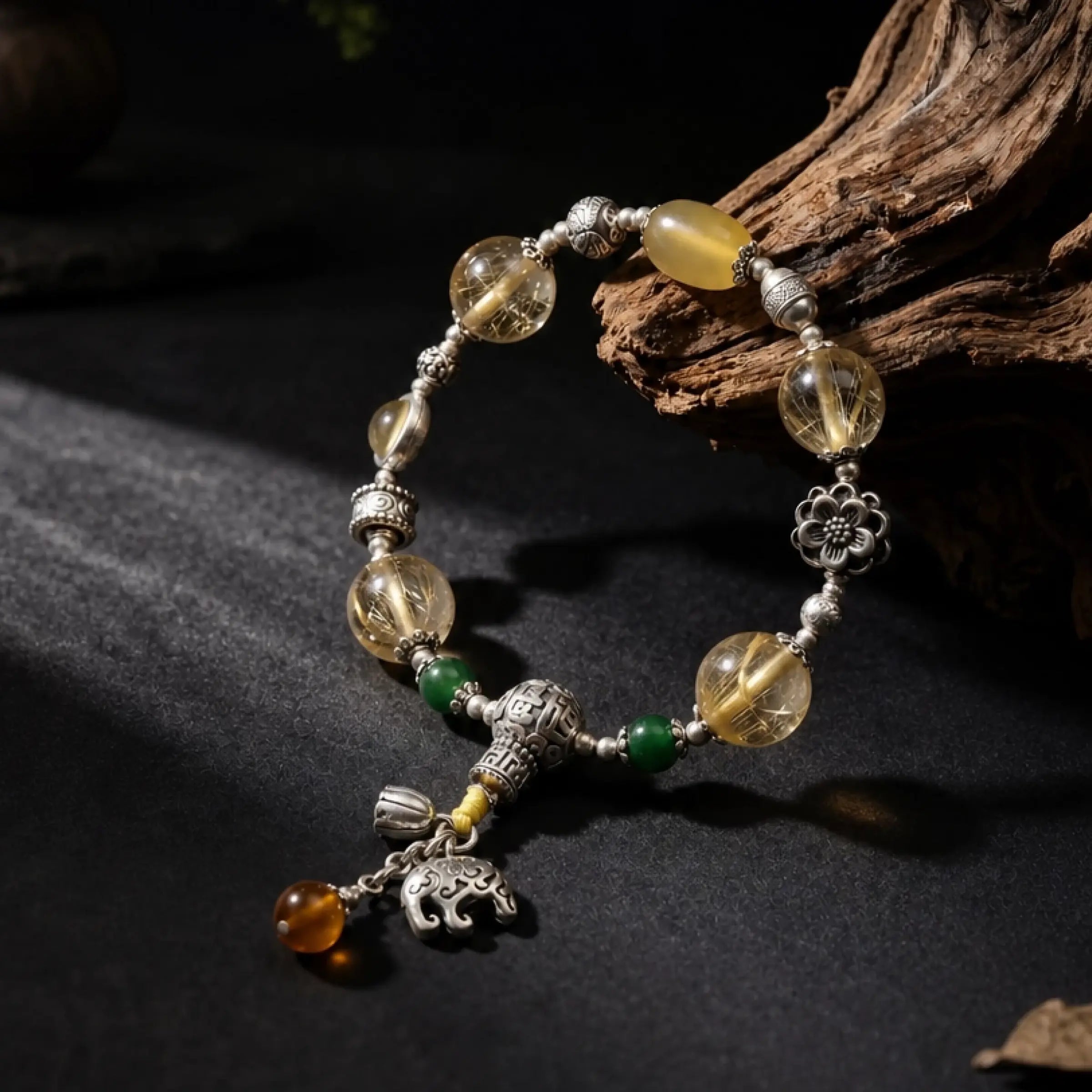 Wealth Magnetism – Mantra Golden Rutilated Quartz Bracelet