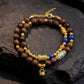 Balance & Prosperity- Gold Flow Agarwood Bracelet with Dzi Charm