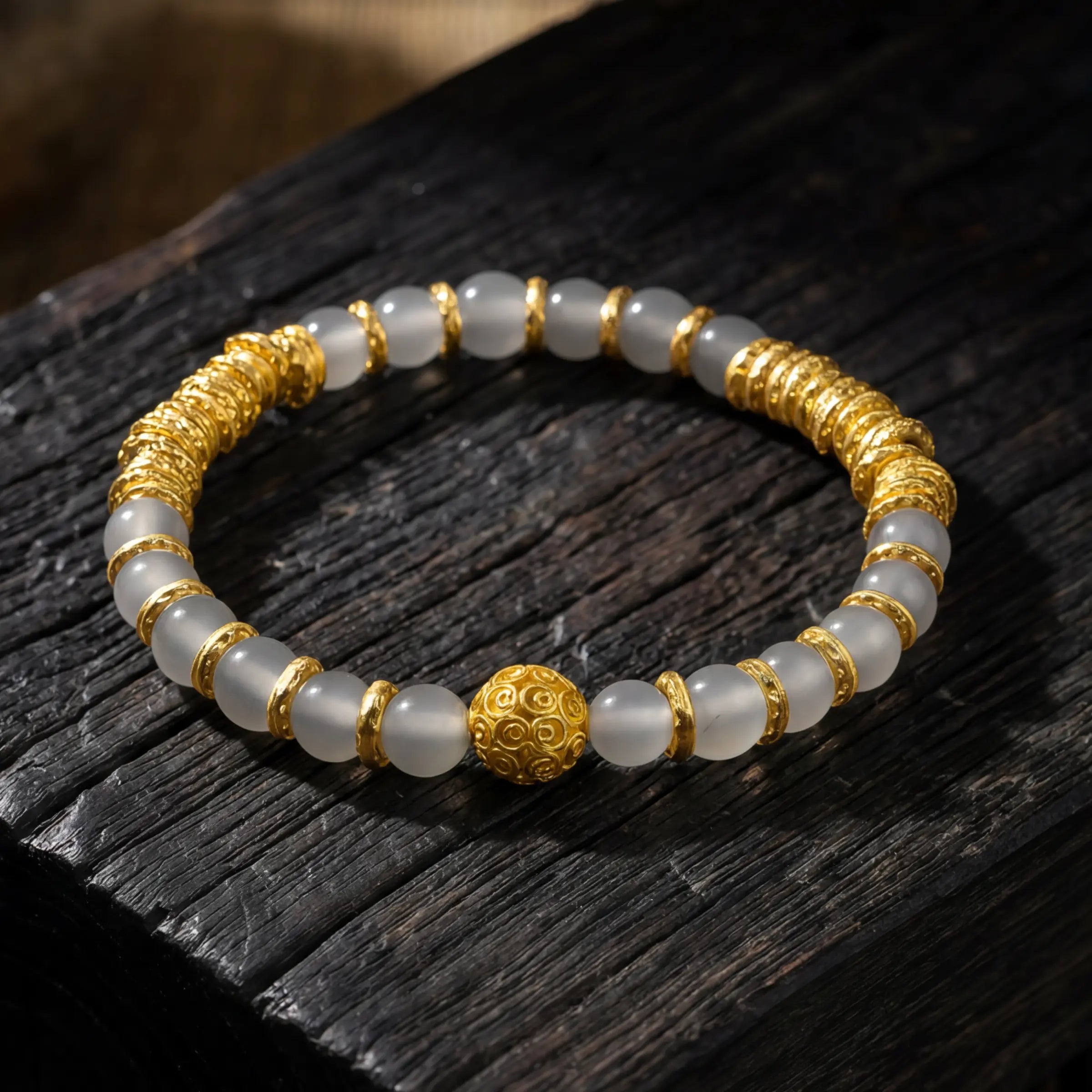 Wealth & Stability – Gray Agate Fortune Bracelet