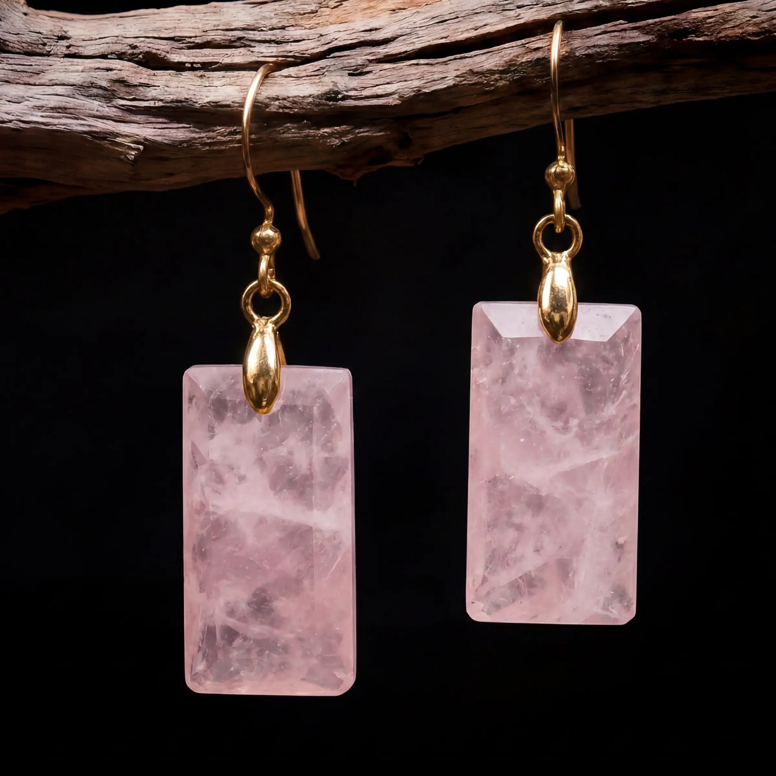 Romance & Healing – Tibetan Rose Quartz Earrings