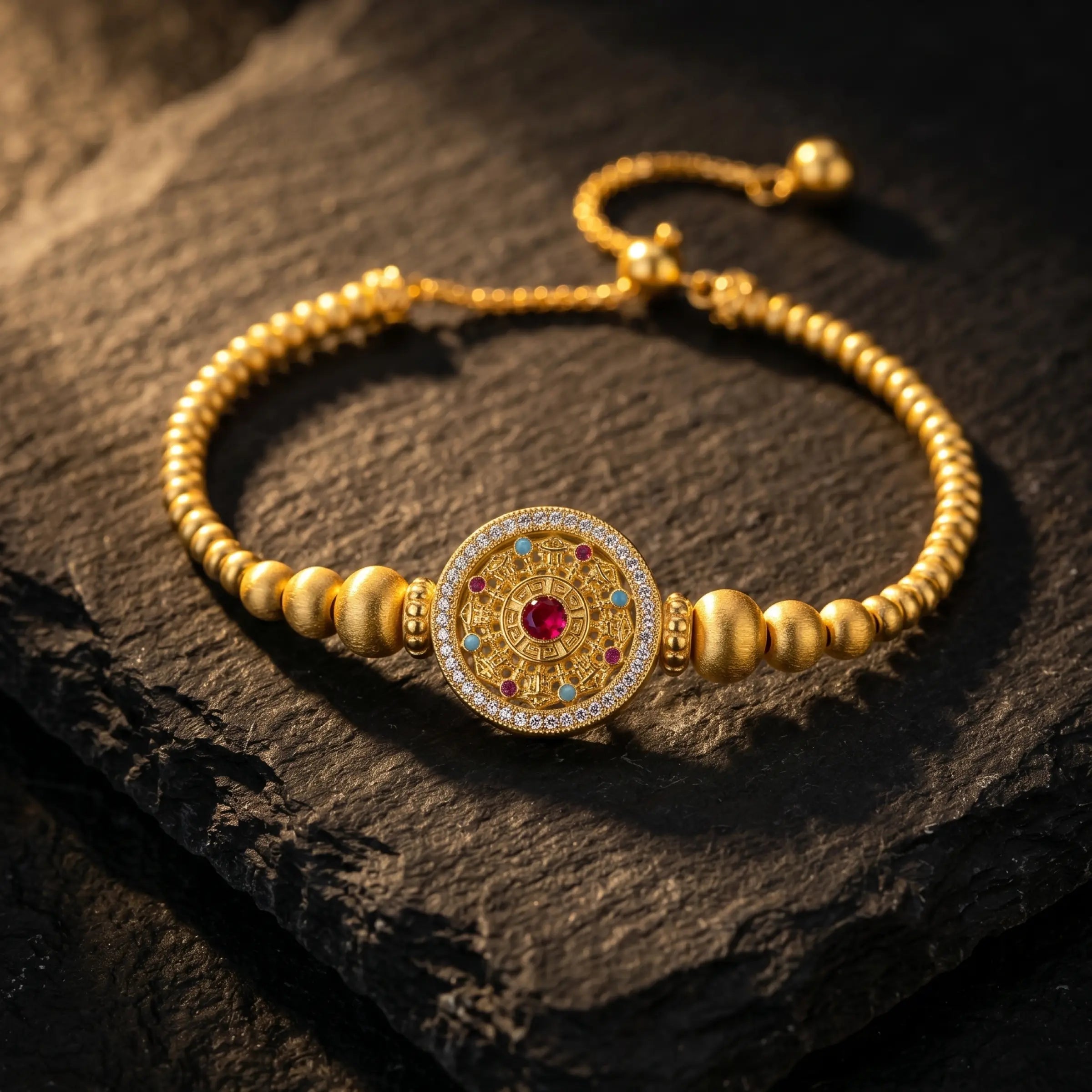 Divine Direction – Rotating Compass & Cat’s Eye Gourd Bracelet