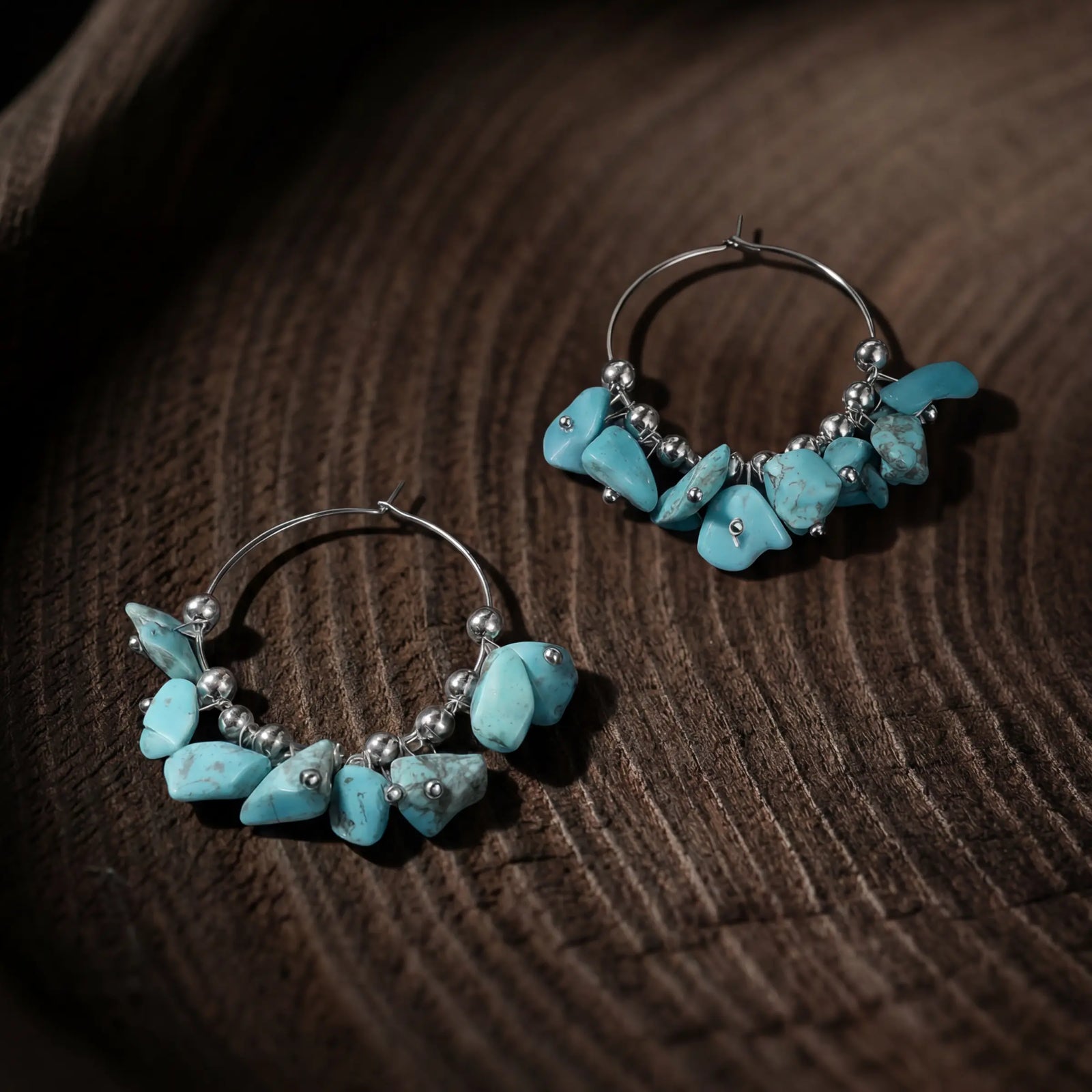 Tranquility & Protection – Tibetan Turquoise Hoop Earrings