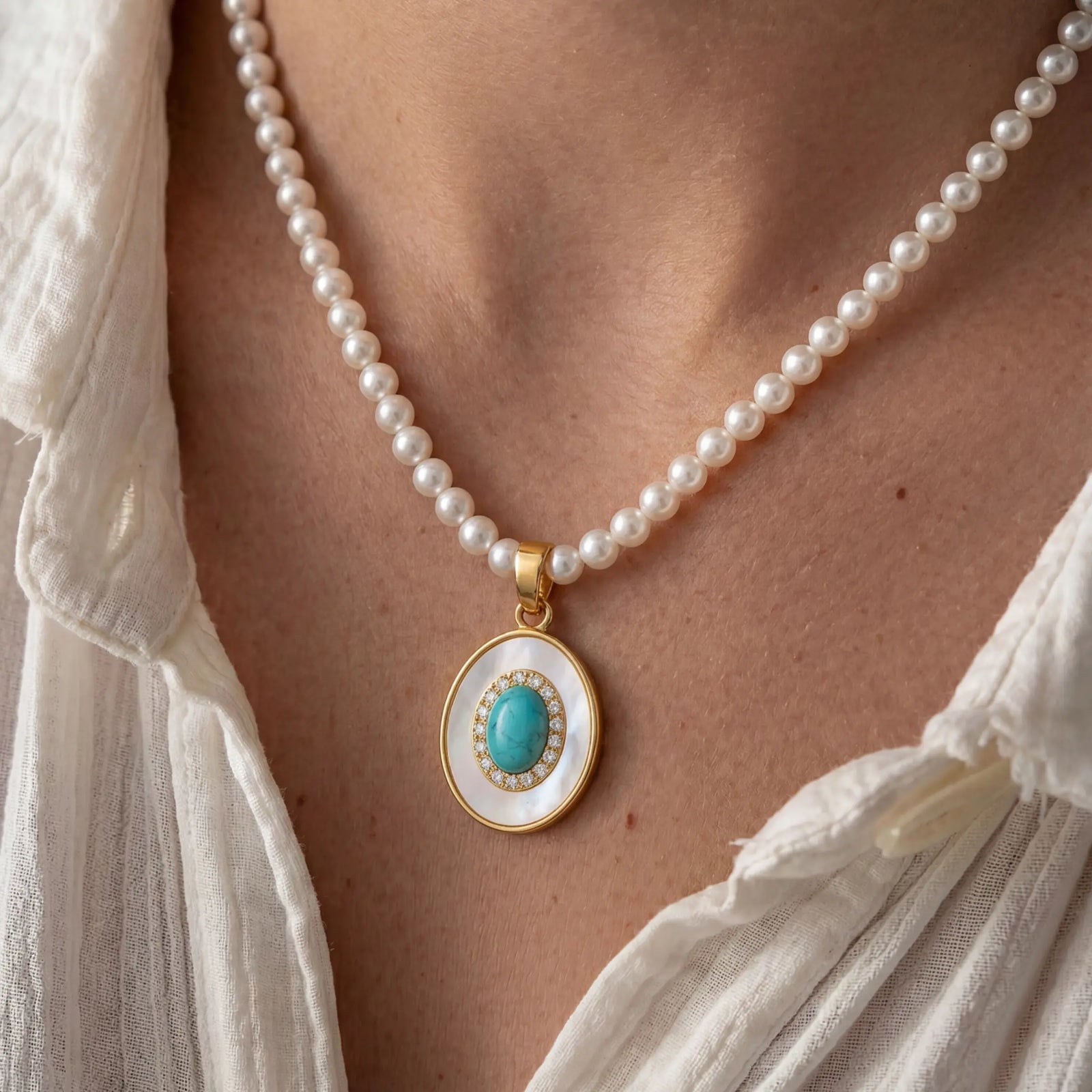 Balance & Grace – Tibetan Harmony Pearl Necklace