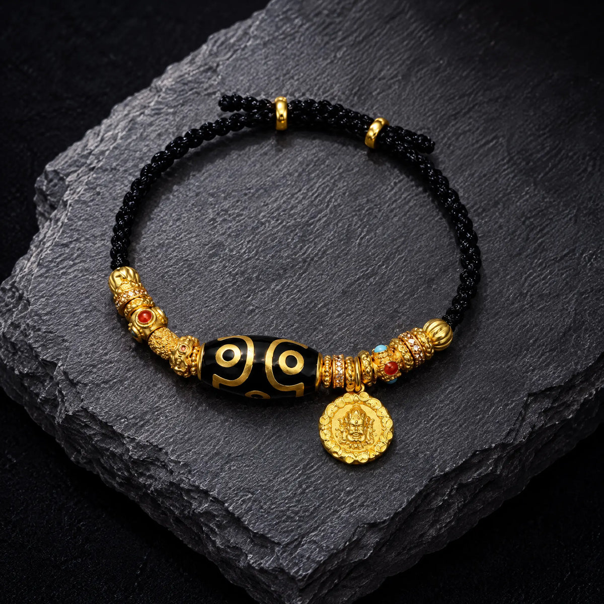 Prosperity & Blessings – Yellow Jambhala Dzi Woven Bracelet