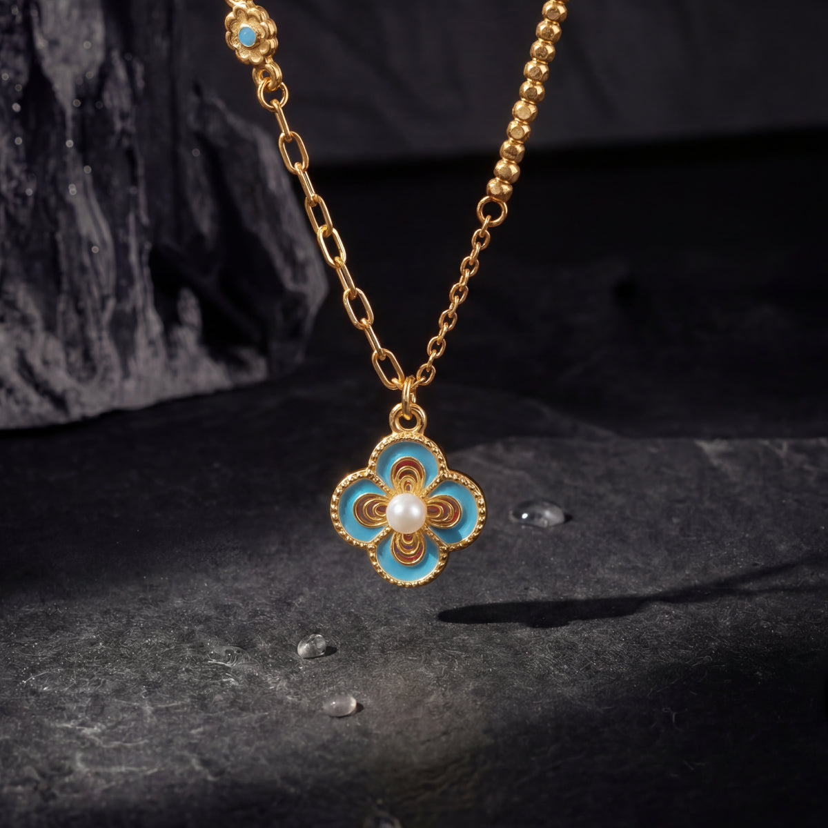Luck & Protection – Enamel Four-Leaf Clover Necklace