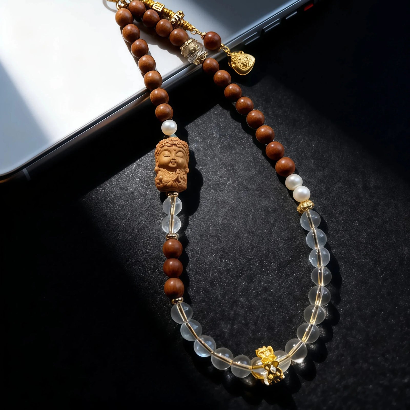 Calm & Positivity – Sandalwood Buddha Charm Phone Strap