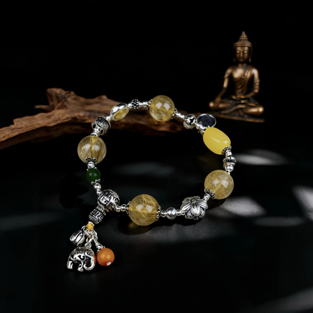 Wealth Magnetism – Mantra Golden Rutilated Quartz Bracelet