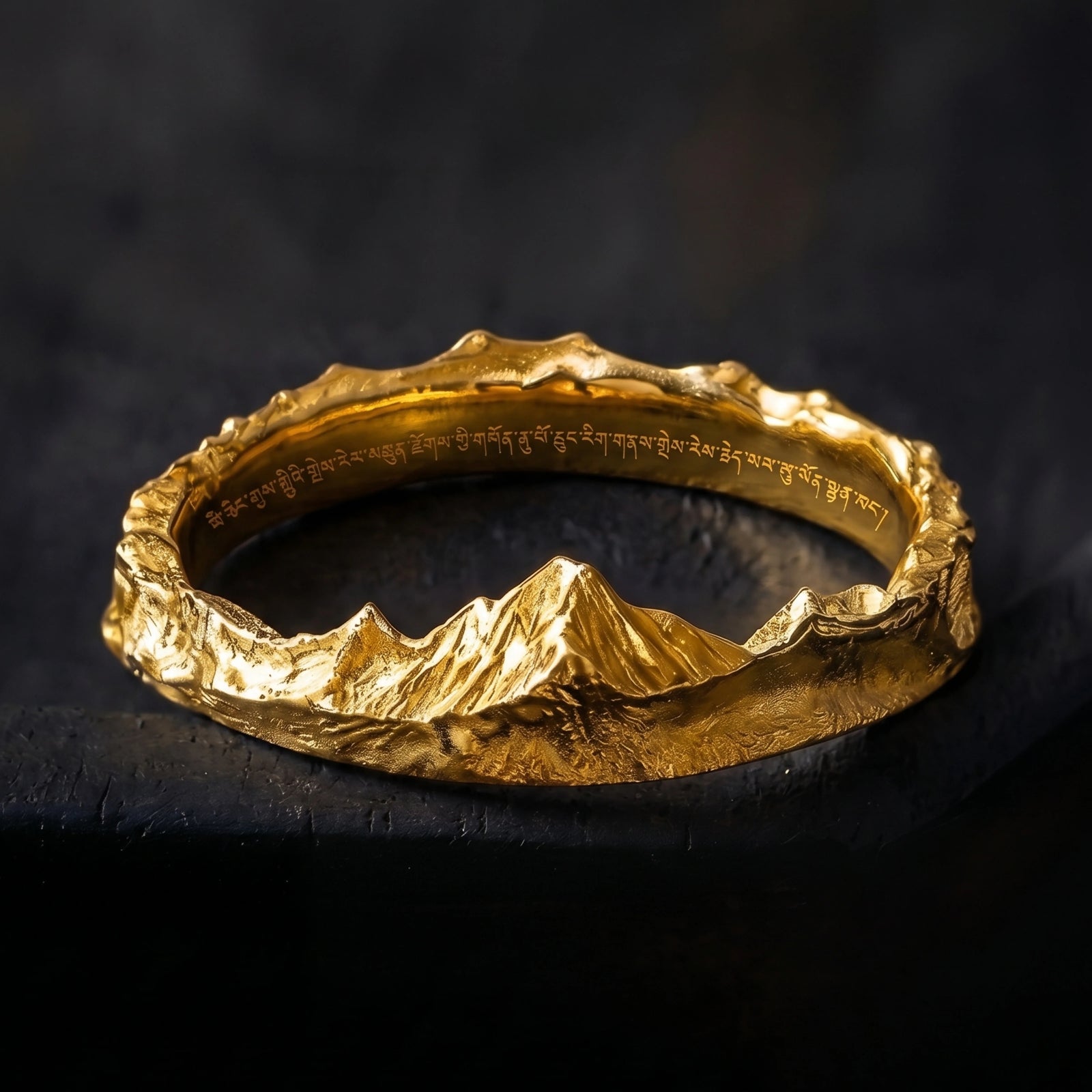 Protection & Strength - Mountain Texture Adjustable Open Ring