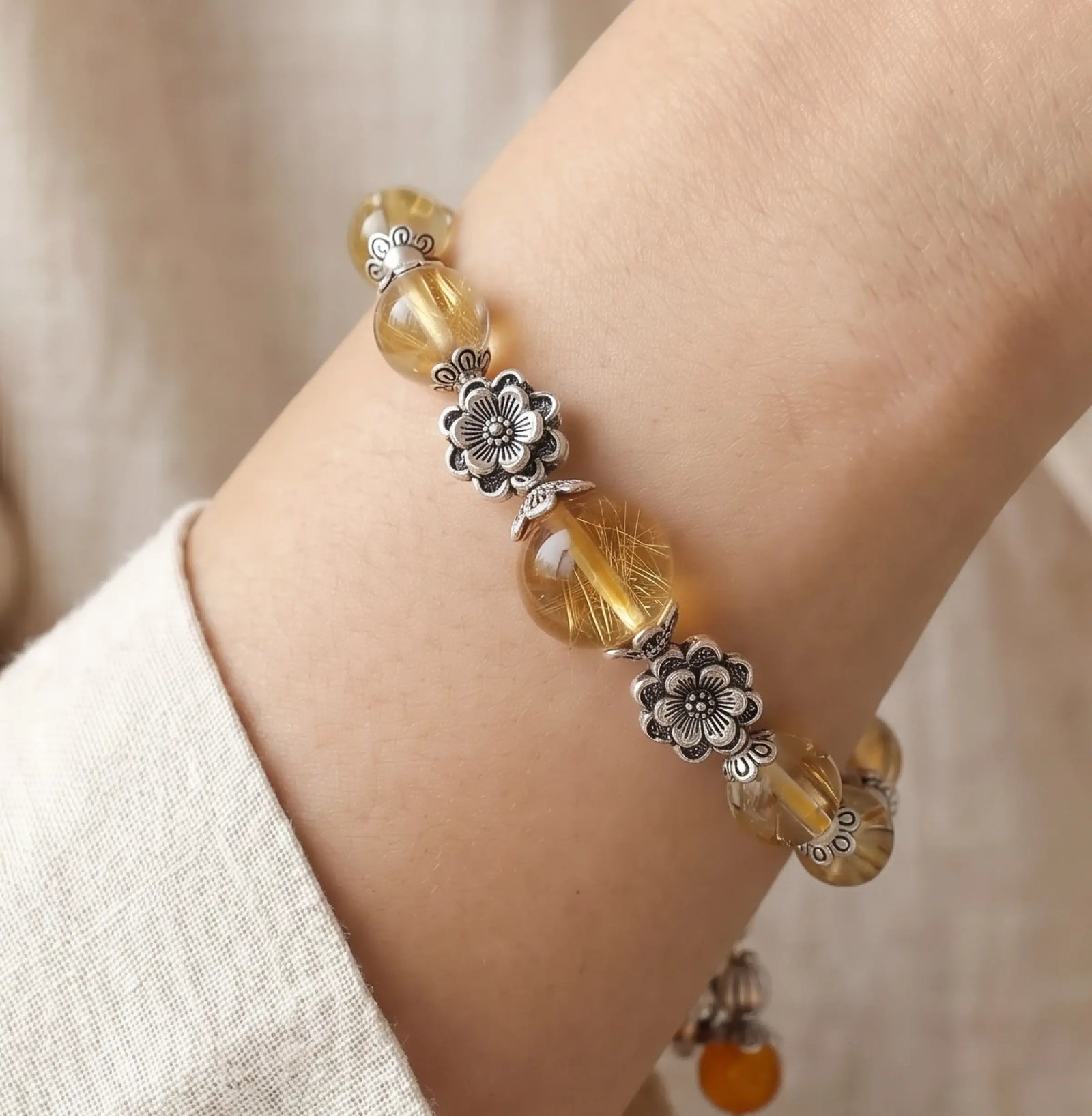 Wealth Magnetism – Mantra Golden Rutilated Quartz Bracelet