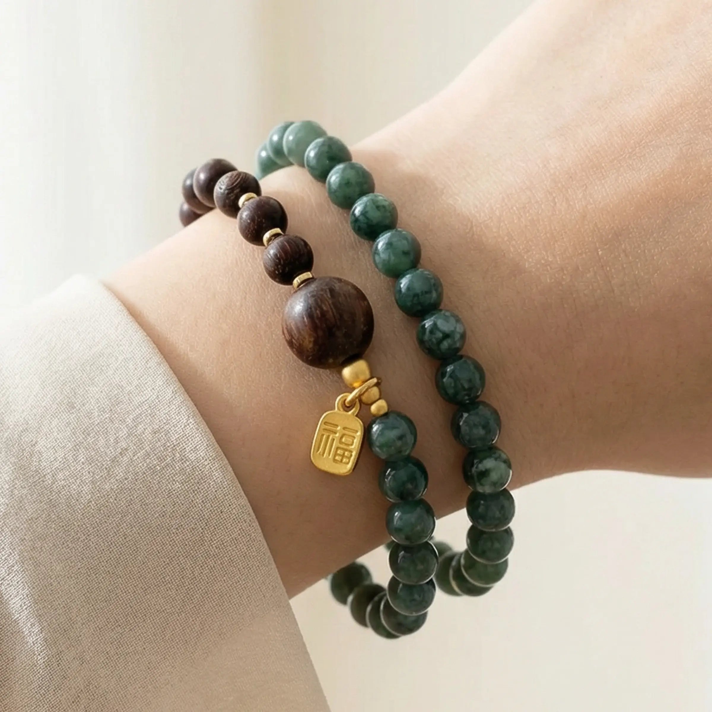 Calm & Clarity – Sandalwood & Blue Chalcedony Double Wrap Bracelet