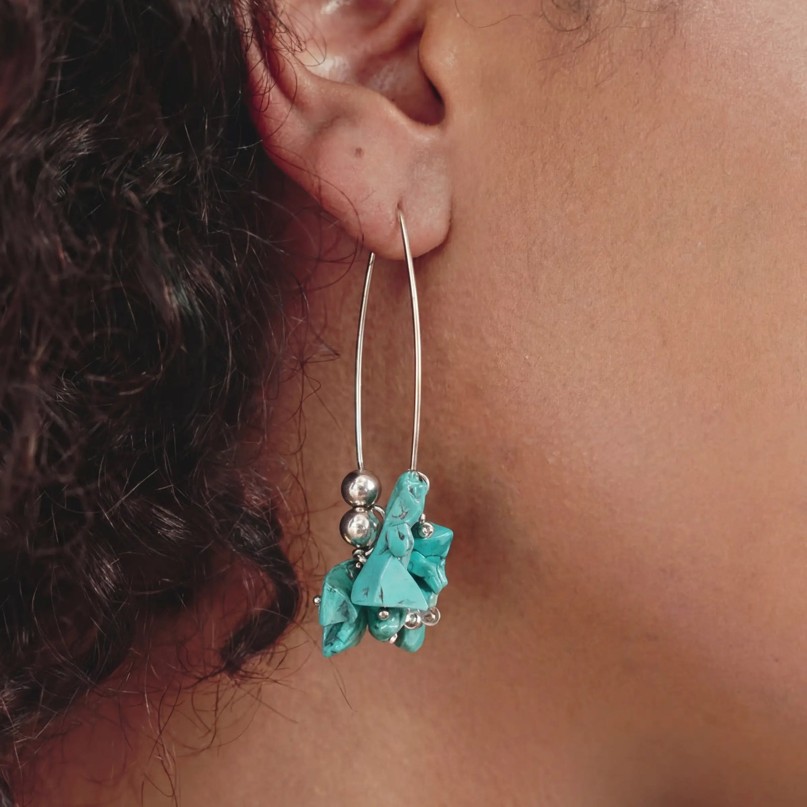 Tranquility & Protection – Tibetan Turquoise Hoop Earrings