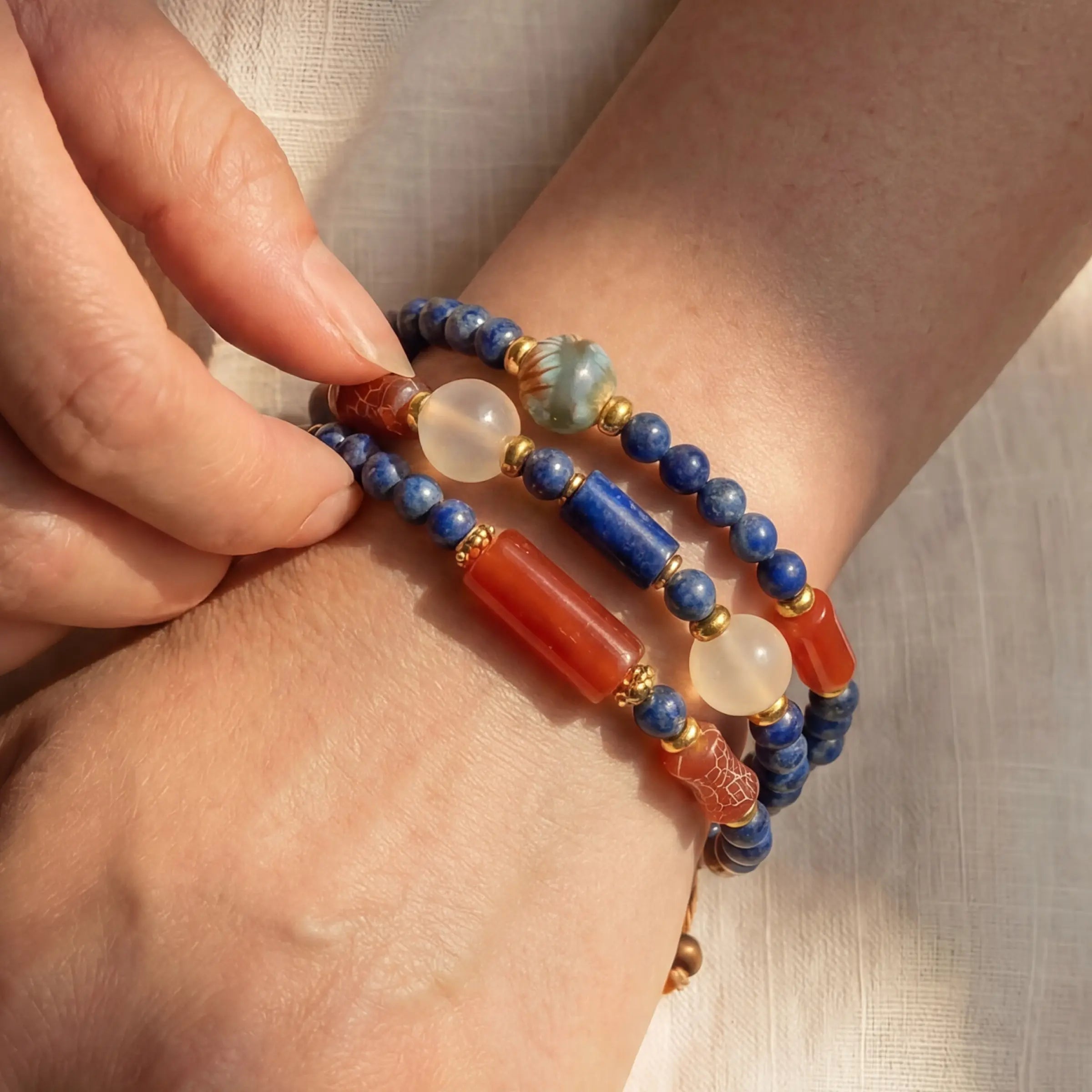 Protection & Healing – Triple Lapis Lazuli Mala Bracelet