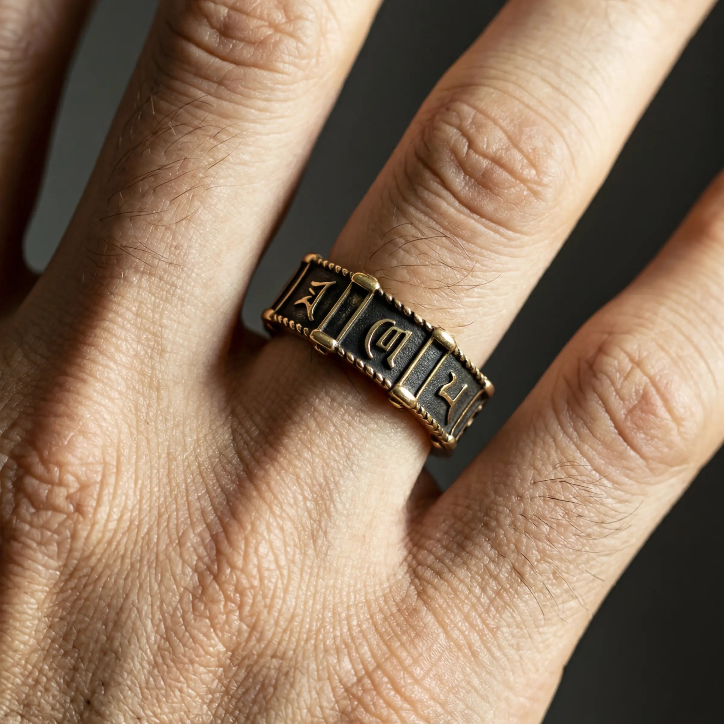 Spiritual Protection - Vintage Six-Word Mantra Open Ring
