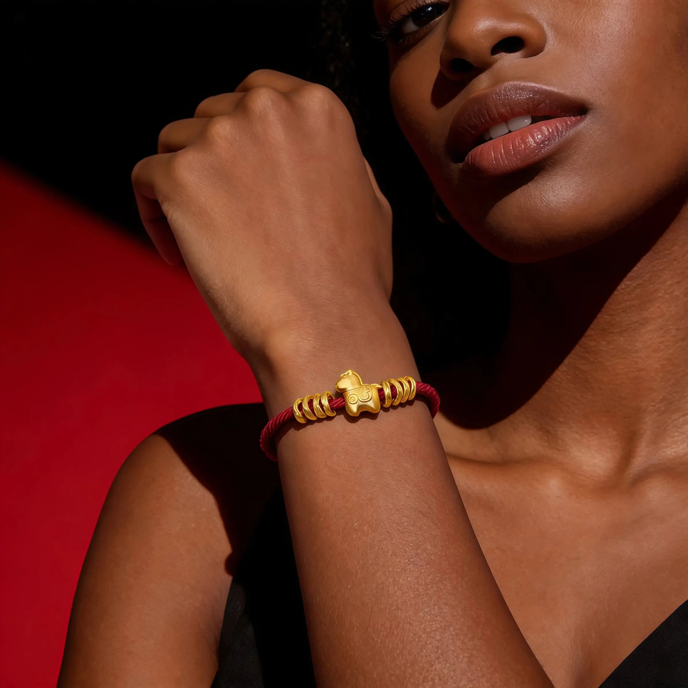Golden Horse Fortune Journey Red String Bracelet