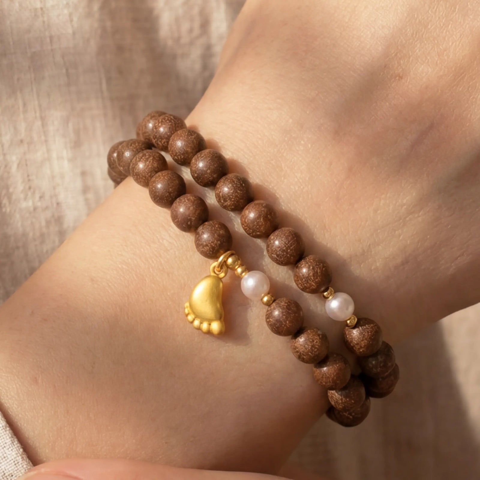 Peace & Harmony – Tibetan Incense Beads with Pearl Bracelet