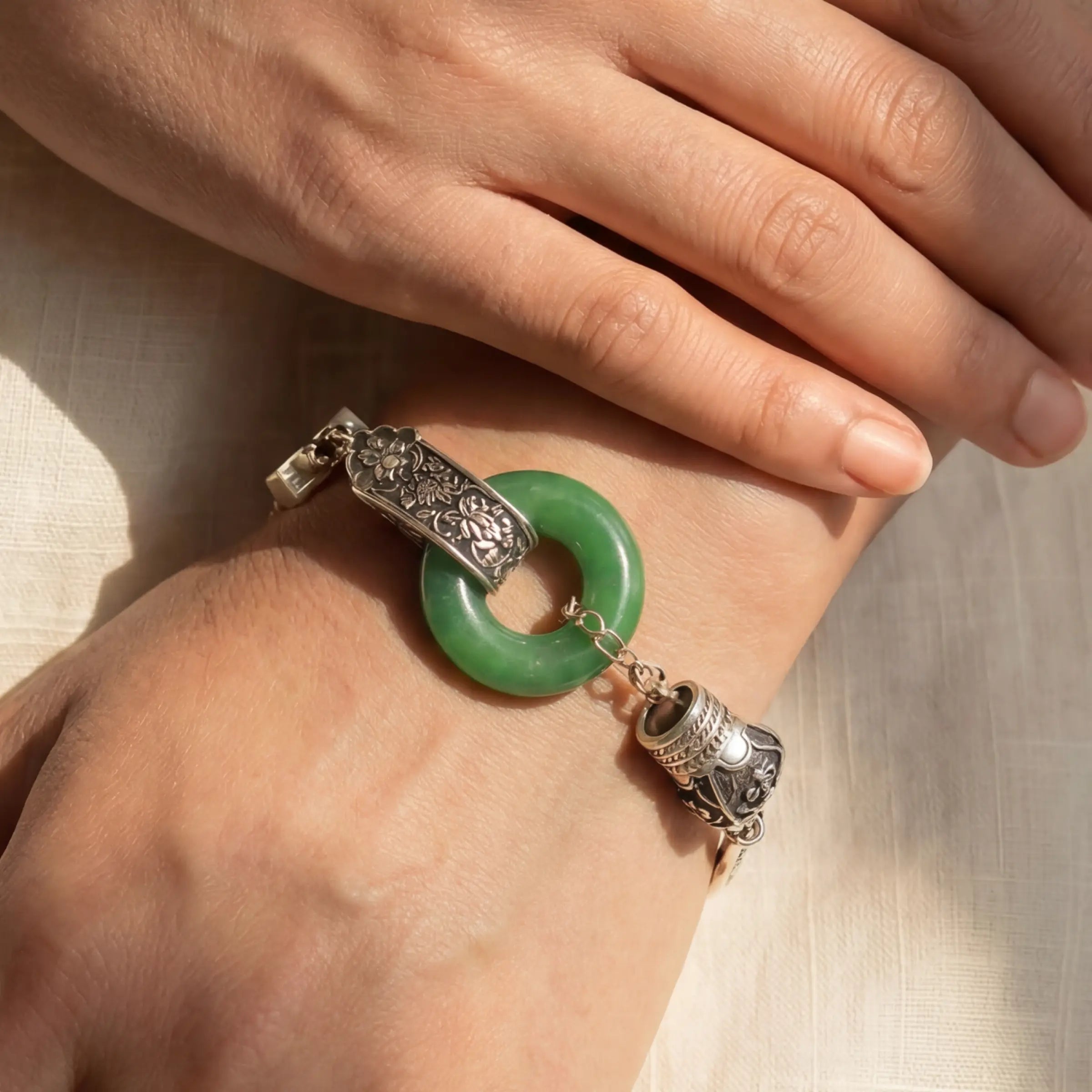 Balance & Fortune – Tibetan Totem Green Gourd Bracelet