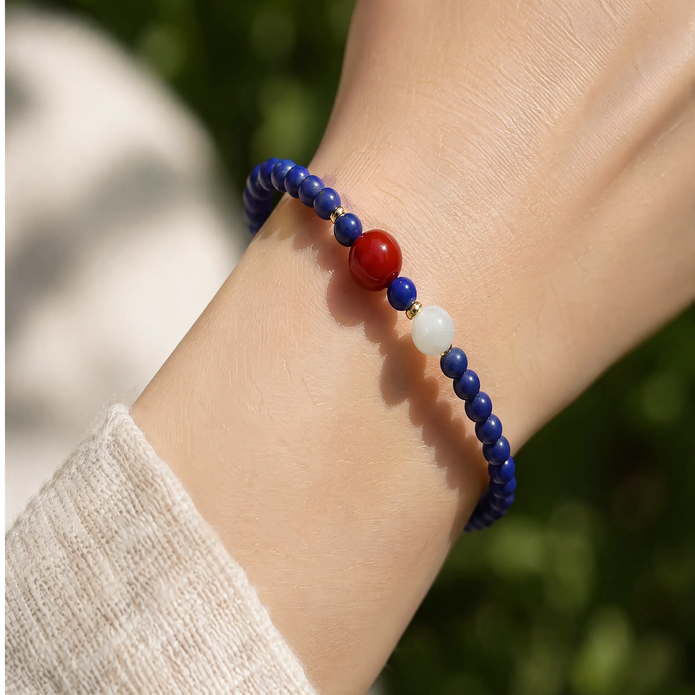 Wisdom & Action – Lapis Lazuli & Red Agate Intentional Bracelet
