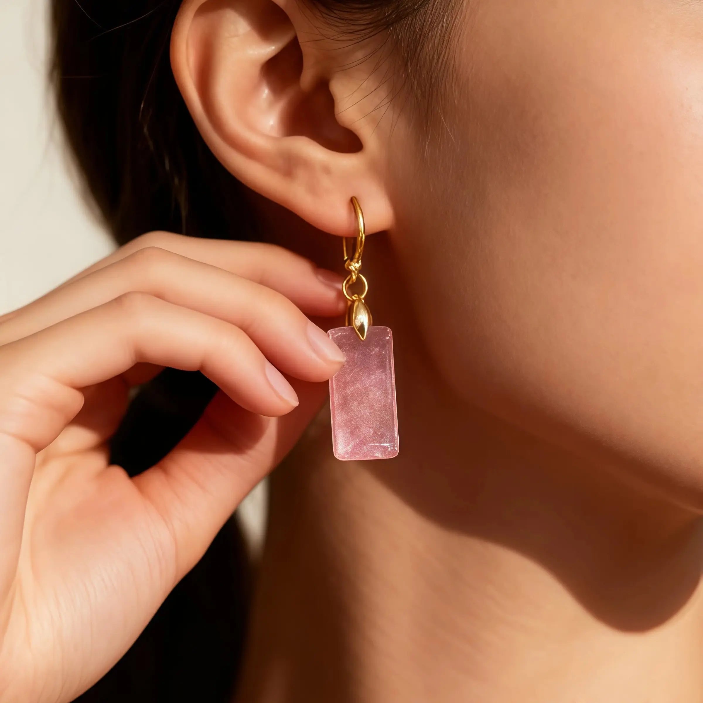 Romance & Healing – Tibetan Rose Quartz Earrings