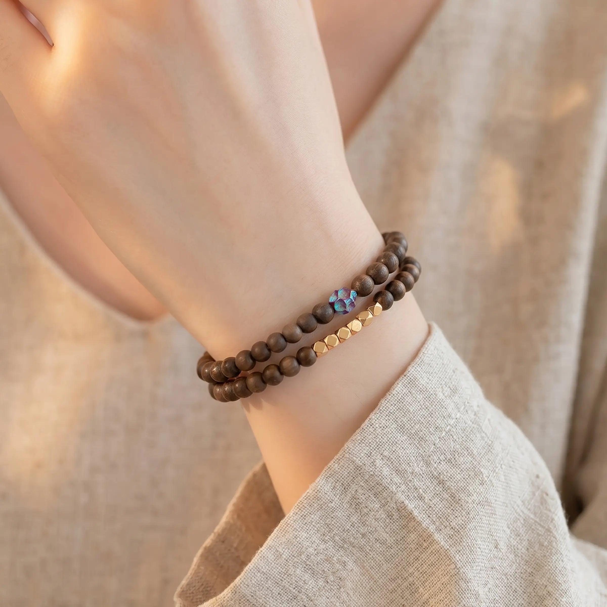 Calm & Purify – Qi Nan Agarwood Double-Wrap Lotus Bracelet