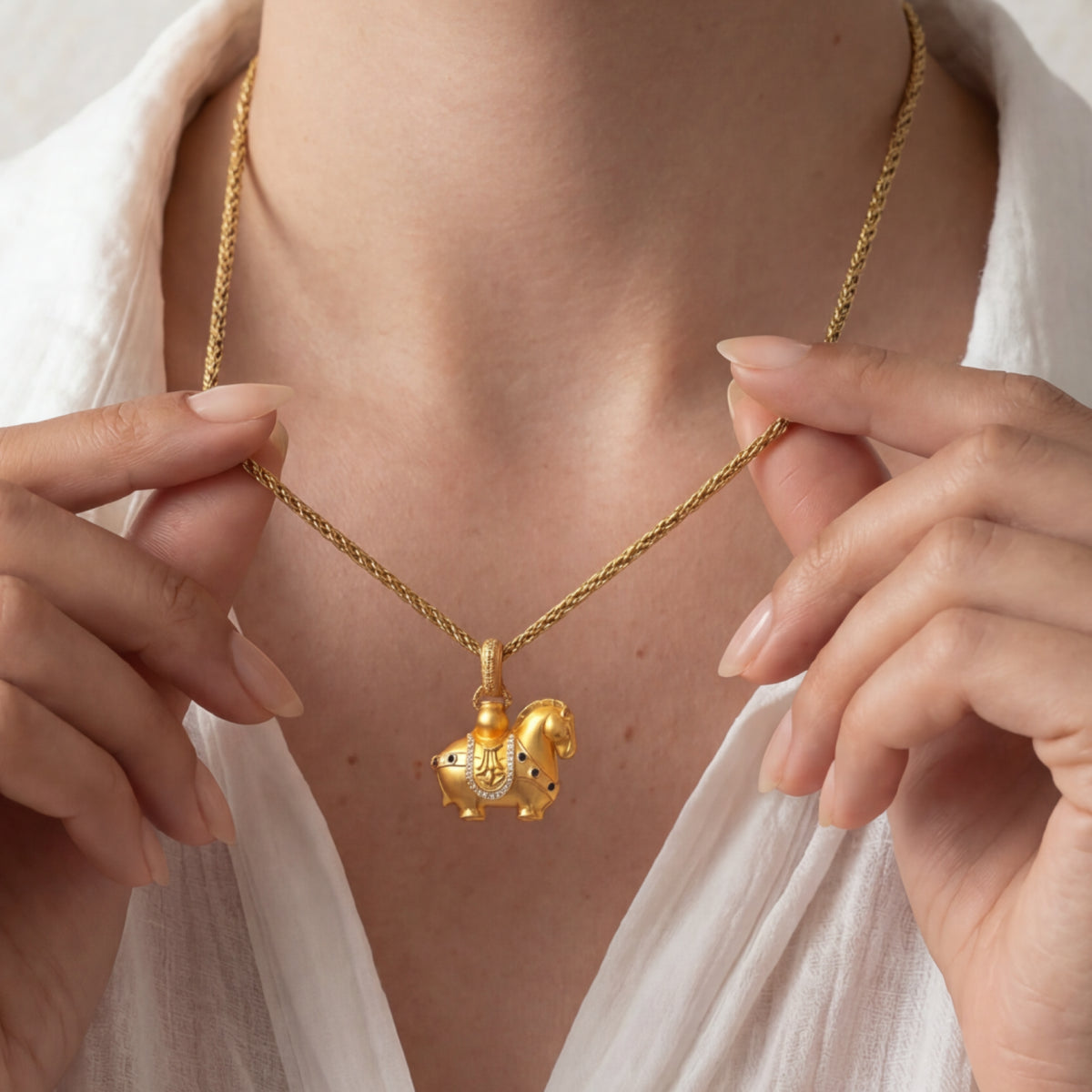 Wealth Attraction – Golden Zodiac Horse Fortune Necklace