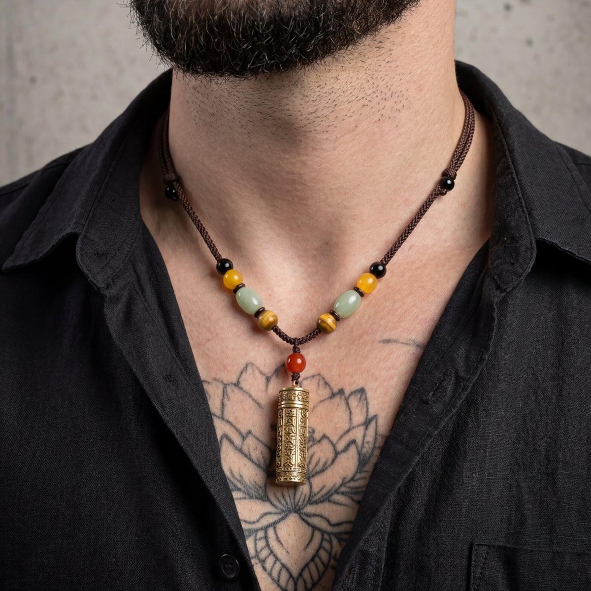 Protection & Blessing – Antique Brass Mantra Prayer Tube Necklace