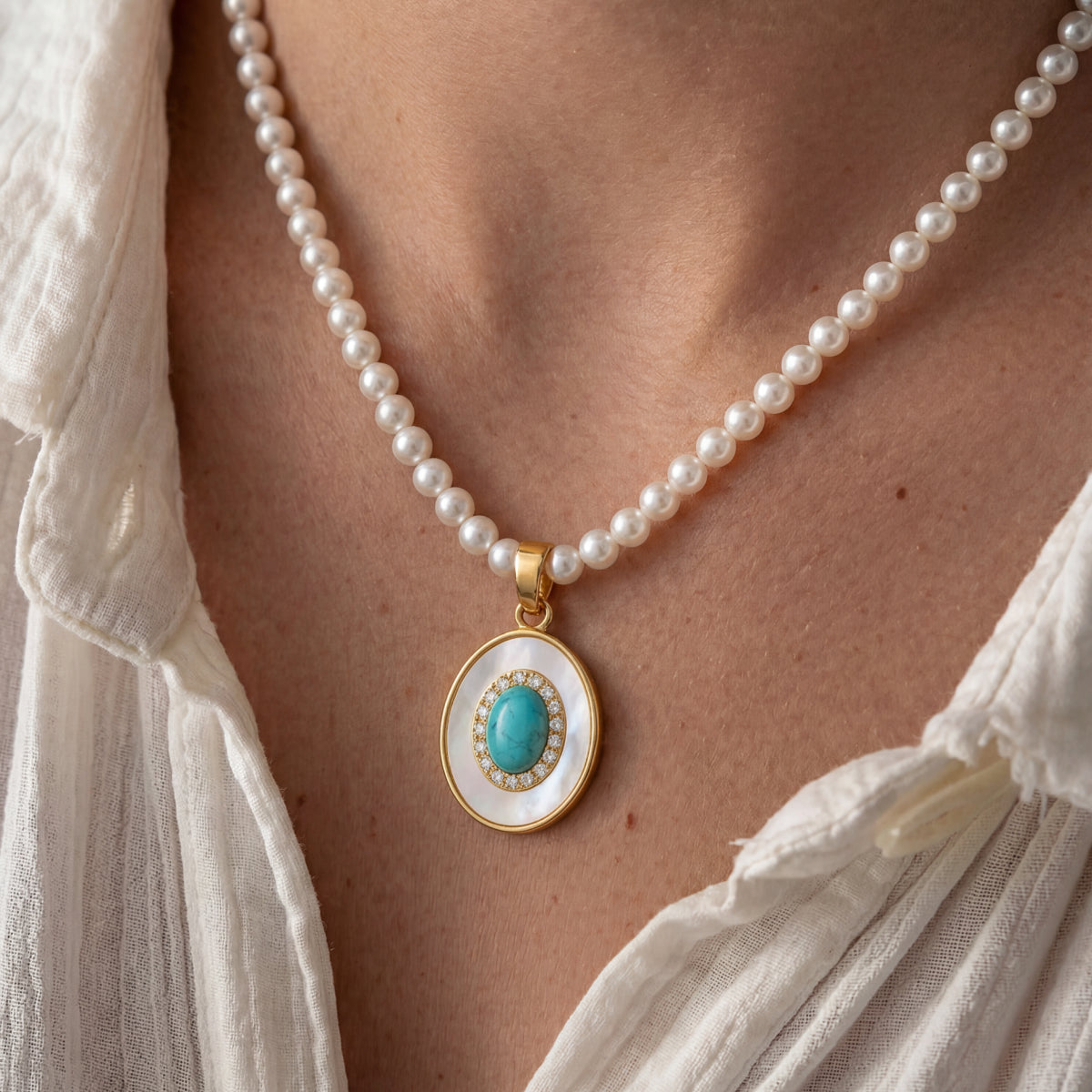 Balance & Grace – Tibetan Harmony Pearl Necklace