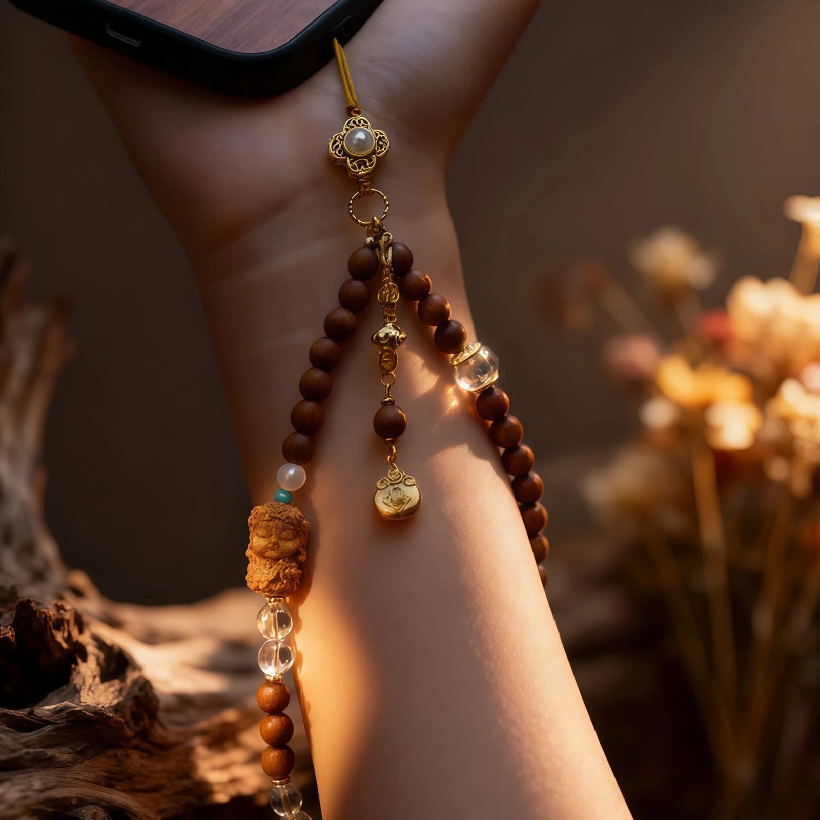 Calm & Positivity – Sandalwood Buddha Charm Phone Strap