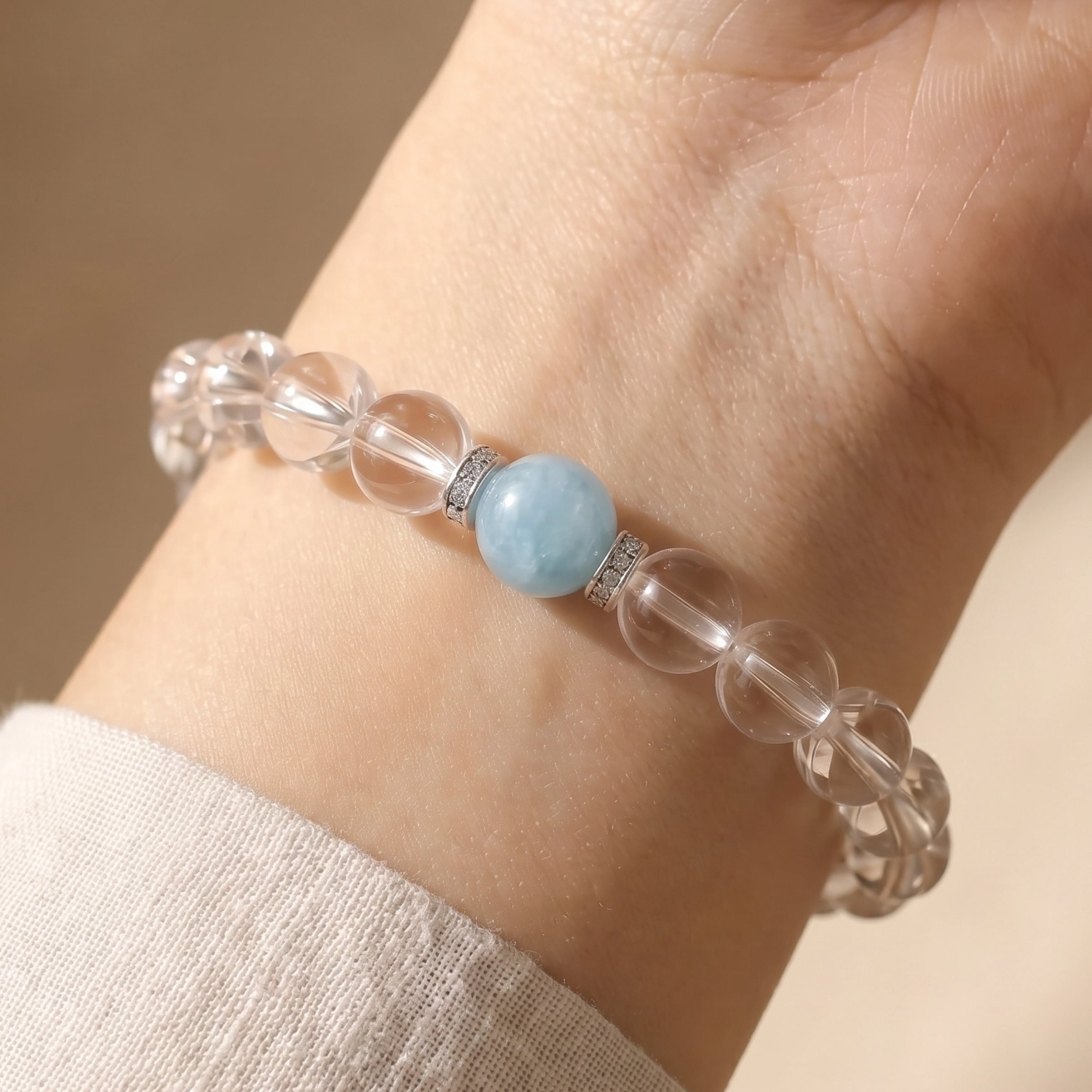 Clarity & Calm – Clear Quartz & Aquamarine Bracelet