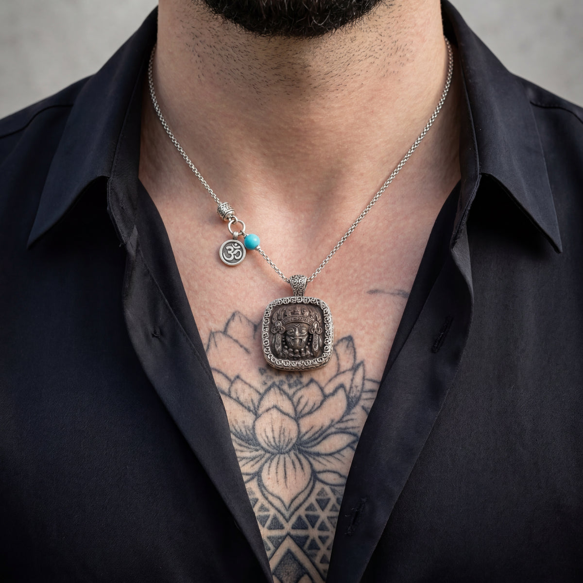 Wealth Attraction – Black Ebony Zaki Lhamo Tibetan Silver Necklace