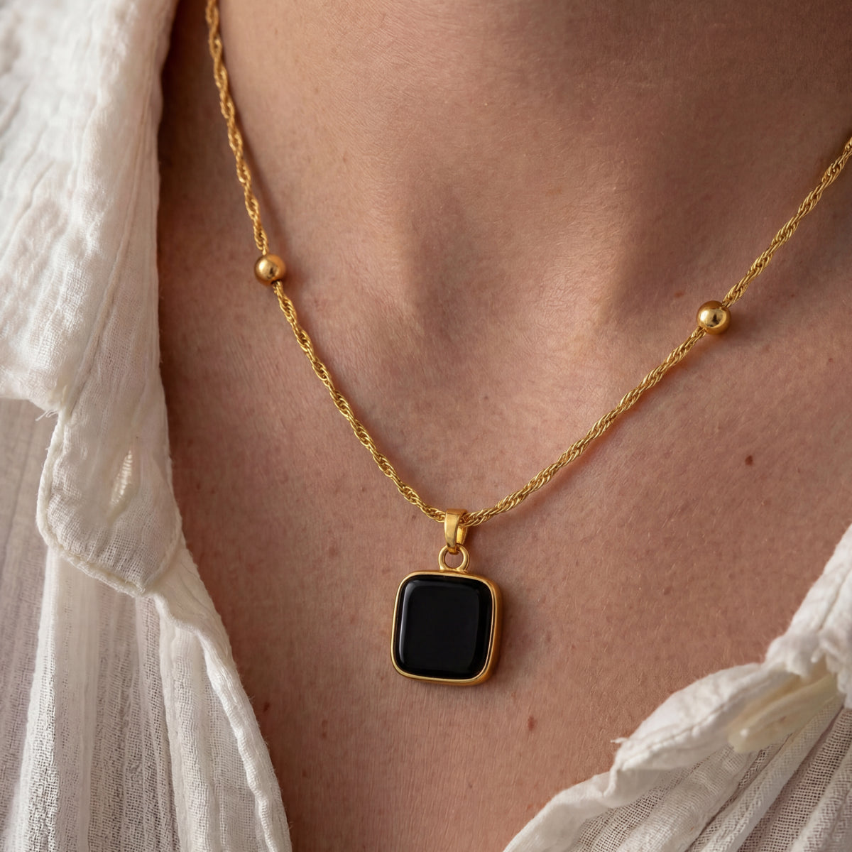 Strength & Elegance - Black CZ Cube Necklace