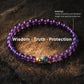 Wisdom & Protection – Amethyst & Silver Blue Lotus Intention Bracelet