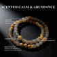 Grounded Prosperity – Gray Agate & Sandalwood Double-Wrap Bracelet