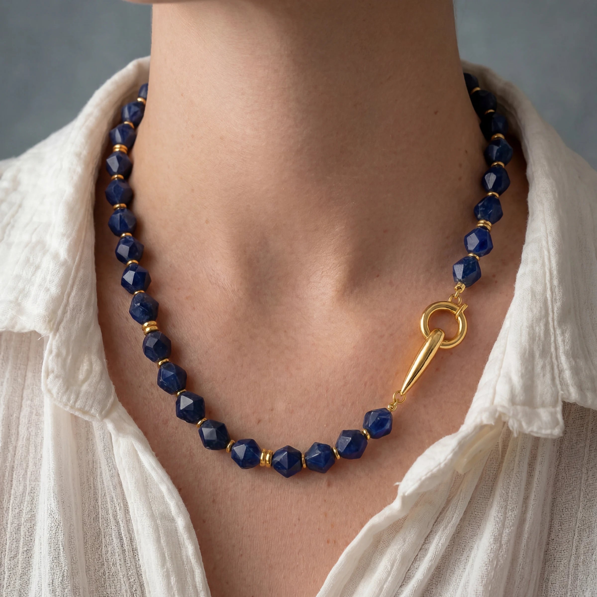 Calm Expression & Clarity – Tibetan Blue Chalcedony Necklace