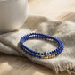 Wisdom & Expression – Lapis Lazuli Silver Blue Lotus Dual-Wrap Bracelet