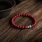 Shield & Stillness – Cinnabar & Silver Blue Lotus Intention Bracelet