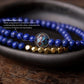 Wisdom & Expression – Lapis Lazuli Silver Blue Lotus Dual-Wrap Bracelet