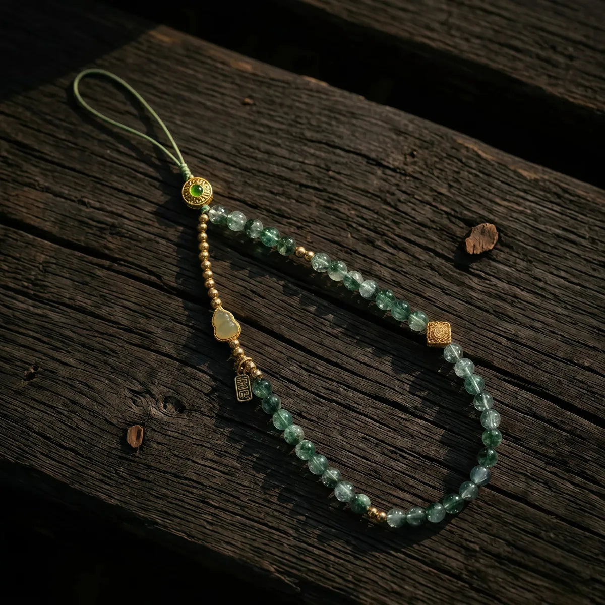 Abundance & Healing – Green Phantom Quartz Phone Strap & Car Charm