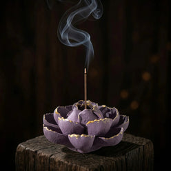 Awakening & Abundance - Gilded Blossom Rough Clay Burner Set (Includes Incense Sticks)