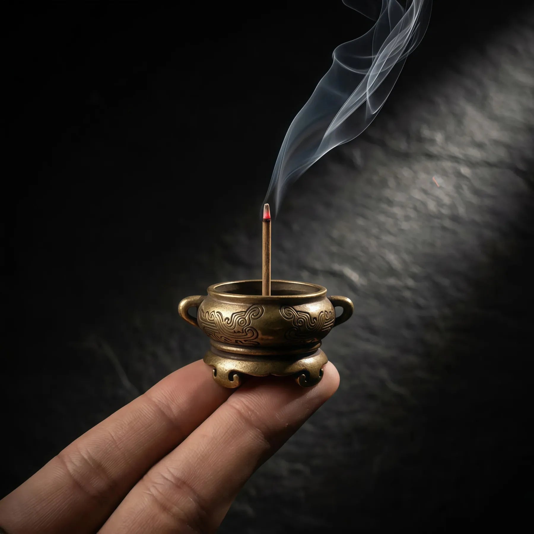 Balance & Grounding – Miniature Antique Style Double-Ear Incense Holder Set