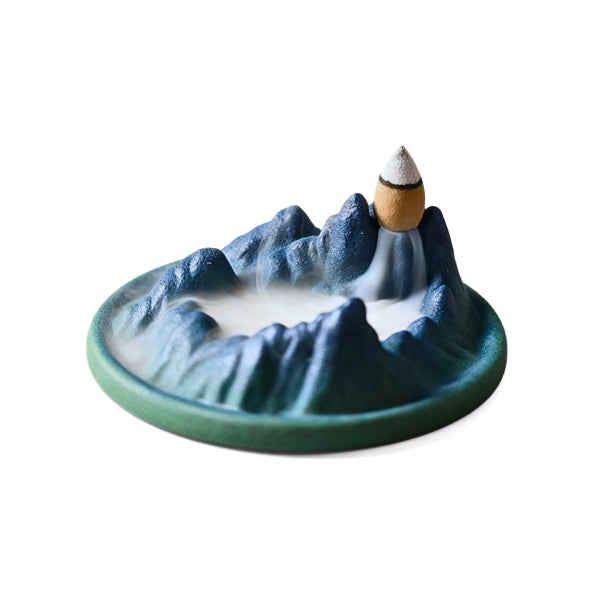 Tibetan Backflow Incense Burner with Mountain Design and Flowing Smoke for Home Decoration