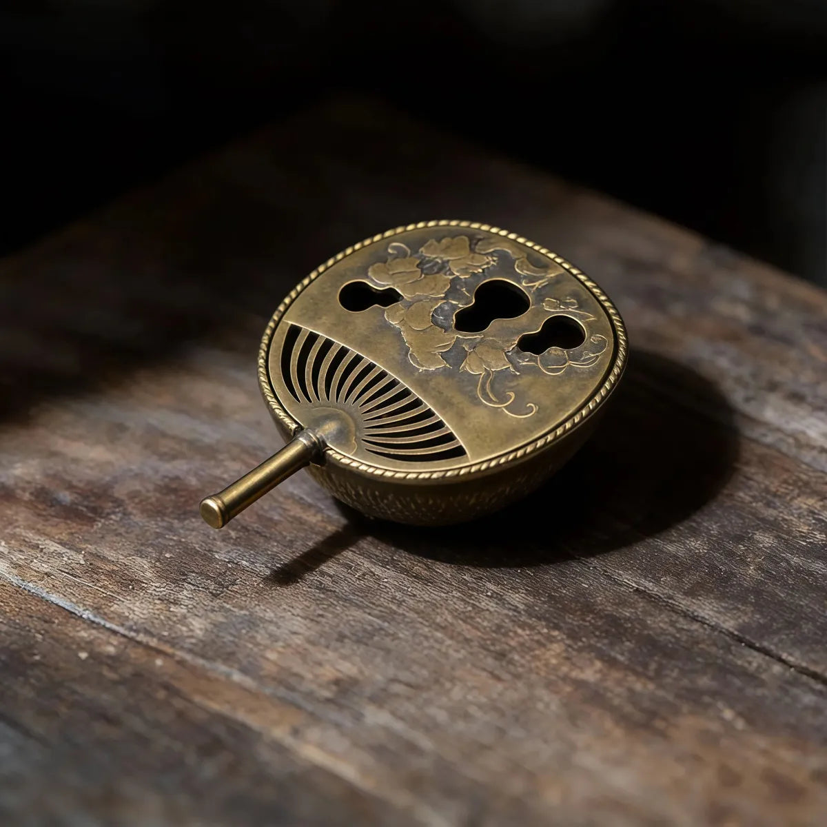 Banana Leaf Ritual – Gourd Fan Alloy Incense Burner Set