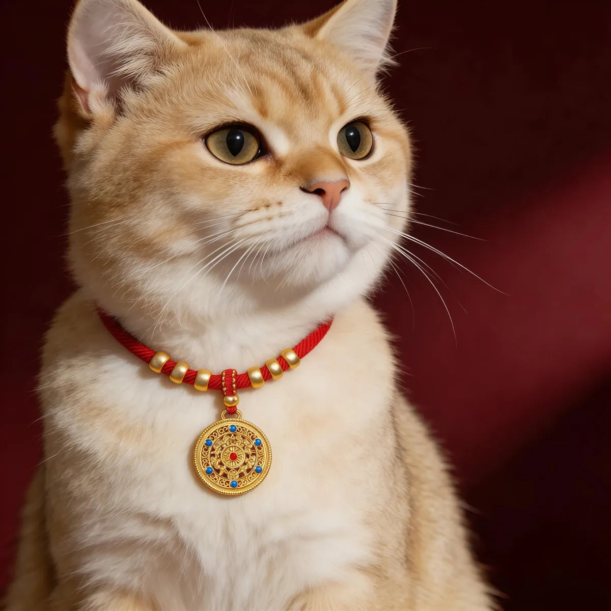 Blessing & Harmony – Eight Treasures Compass Red String Pet Collar