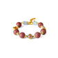 A Tibetan Five Elements Aromatherapy Bracelet, meticulously handcrafted. It features deep - red incense beads interspersed with light - blue beads, complemented by elegant gold - toned accents. Among them, a particularly eye - catching bead is adorned with colorful traditional patterns. This bracelet is thought to bring blessings, cleanse energy, and restore inner balance, embodying ancient Tibetan craftsmanship. 