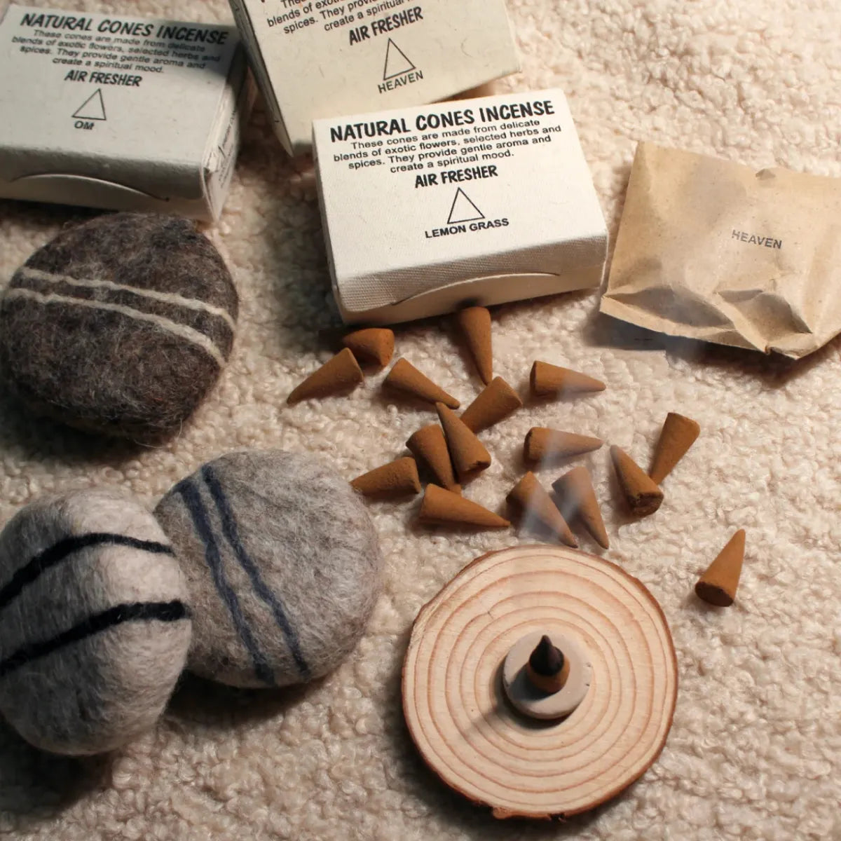 Calm_Clarity_Eastern_Aromatic_Cone_Incense on the table